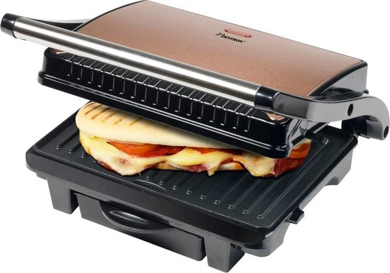Bestron Kontaktgrill – ASW113CO – 1000 W – Sandwichtoaster – 25 x 17 cm Grillfläche – Kupfer – 5 Jahre Garantie