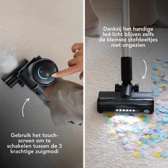Techweise TV1 Kabelloser Staubsauger - Akkulaufzeit 90 Minuten - Extrem leistungsstark - Mit 3 Zubehörteilen - Staubbuster - Staubsauger ohne Beutel