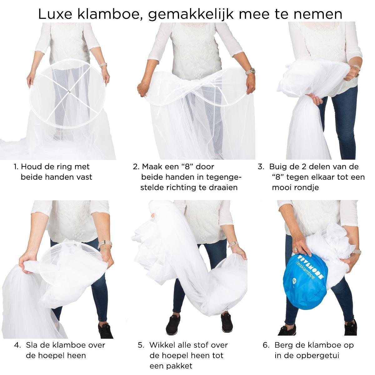 TRVLMORE Double XL Moskitonetz de Luxe - Rundes Moskitonetz - Reise-Moskitonetz - Anti-Moskitonetz geeignet für Doppelbett - Extra groß - mit Aufhängeschnur - Weiß