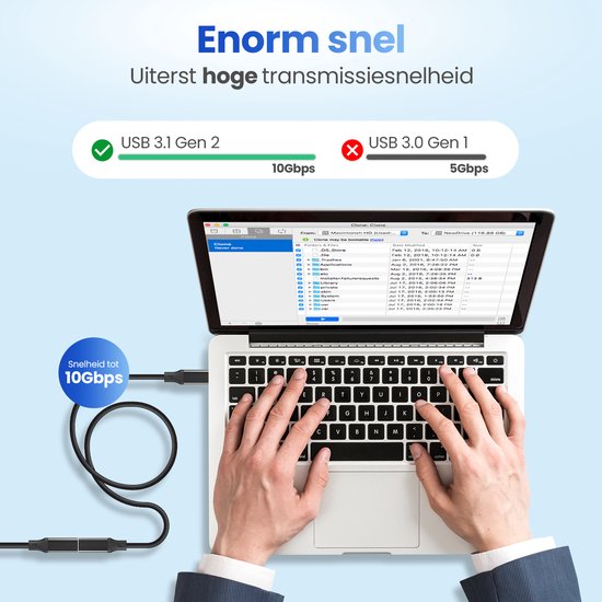 Garpex® USB-C-Verlängerungskabel - USB-C-Kabel - USB-C-zu-USB-C-Kabel - USB 3.1 Typ-C-Verlängerungskabel - 1 Meter