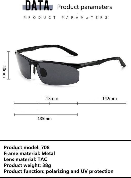 Garpex Radsportbrille - Sportbrille - Polaroid Sonnenbrille - Rennrad - Mountainbike - Motorrad - Schwarz