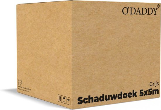 O'DADDY® Schattentuch 5x5m Rechteck - Sonnensegel - Schattierungsnetz - Vordach mit Befestigungsmaterial - UV30 Sonnenschutz - Dunkelgrau