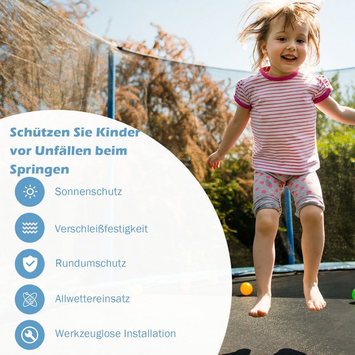 Coast Ø427 cm Trampolin Sicherheitsnetz für Gartentrampoline schwarz