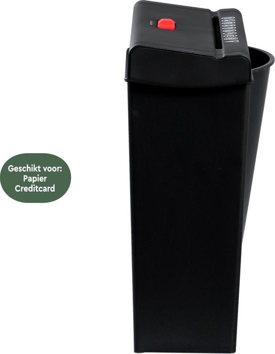 BRASQ Aktenvernichter mit Auffangbehälter Schwarz - 7 Liter - Aktenvernichter für Heim und Büro - P2 - 6mm Streifen - 6 Blatt
