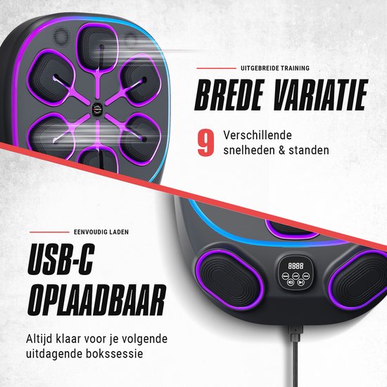 Inventus Boxing Machine PRO - Inkl. Boxhandschuhe - Boxing Machine Installation ohne Bohren - Reflex Music Boxing - Smart Bluetooth Boxing Machine - Sport Boxing Training - Boxsack / Boxball - USB Wiederaufladbar - Für Erwachsene