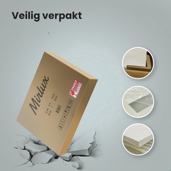 Mirlux Badezimmerspiegel - Rund 60 cm - LED-Beleuchtung & Heizung - Anti-Beschlag-Duschspiegel - Rahmenlos