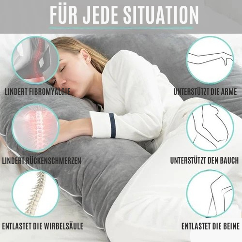 Strex - Schwangerschaftskissen - XXL - Umstandskissen - Velours - 280cm - Abnehmbarer Bezug - Grau