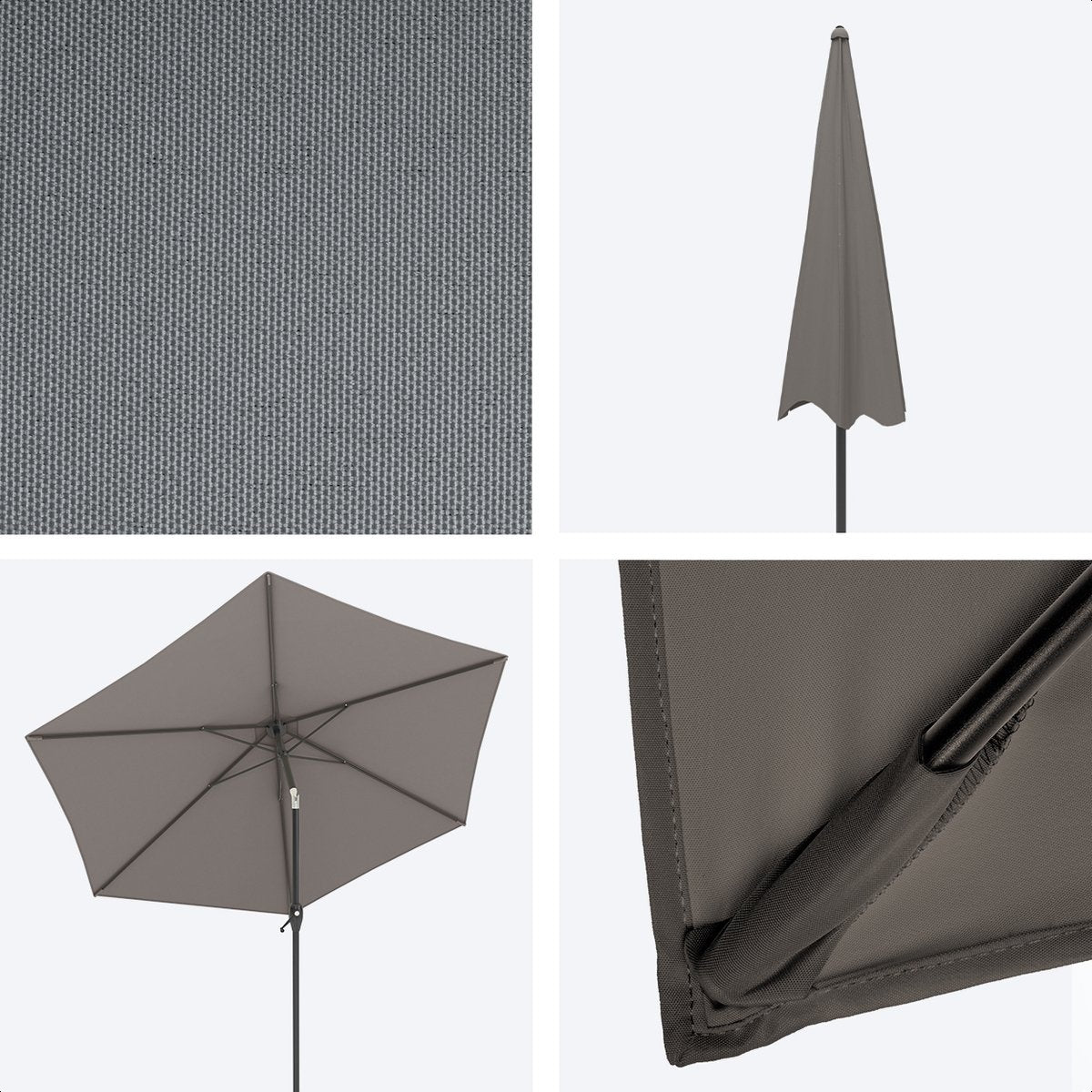 LifeGoods - Sonnenschirm - 270 cm - 30° neigbar - wasserdicht - mit Bezug - Taupe