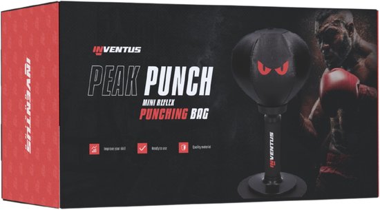 Inventus Boxing Ball PeakPunch - Mit Saugnapf - Mini Boxing Pole - Anti Stress - Gaming Zubehör - Weihnachtsgeschenk - Boxing Reflex Stress Ball - Kinder und Erwachsene - Schwarz