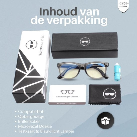 LC Eyewear Computerbrille für Kinder - Blaulichtbrille - Displaybrille - Unisex - Schwarz