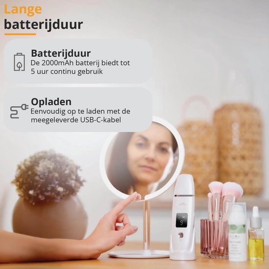ETA Fenité Make-up Spiegel mit Beleuchtung - 90° schwenkbar und wiederaufladbar über USB-C - Lichtfarbe einstellbar - Ø 17,8 cm - Weiß