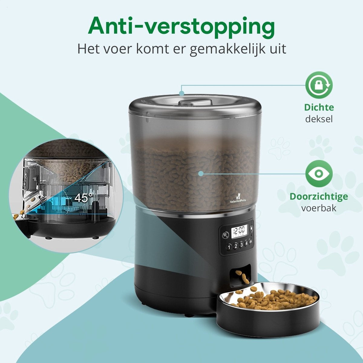 Automatischer Futternapf Katze und Hund 4L - Feeder Katze - Schwarz - Dutch Manual included