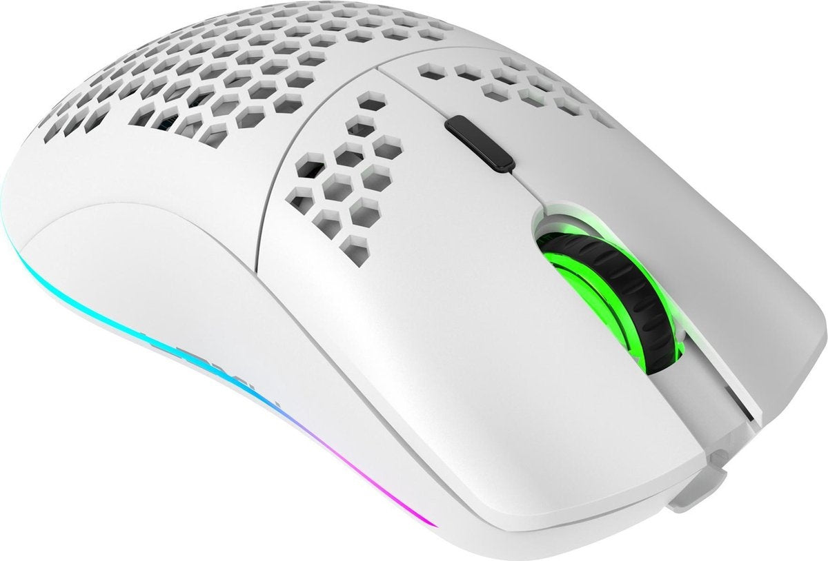 HXSJ Wireless Gaming Mouse - 2.4G - Ultraleicht - Kompakt für unterwegs - RGB-Beleuchtung - Weiß