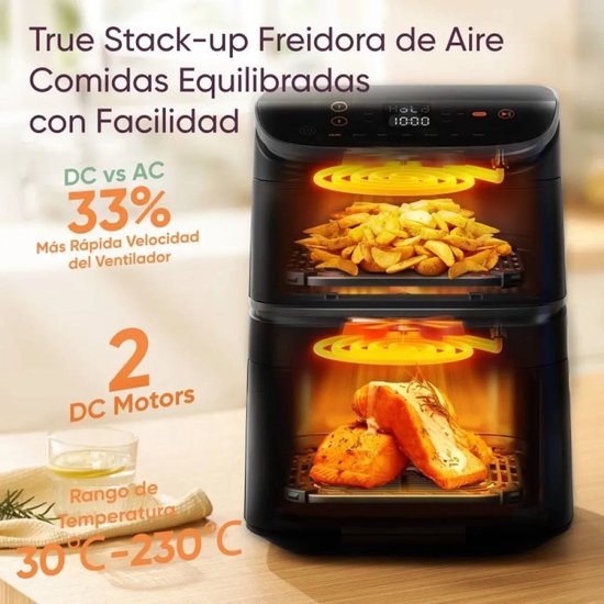 Cosori CAF-DC121-AEUR Doppel-Heißluftfritteuse, 10,8 l, freistehend, 2630 W, schwarz
