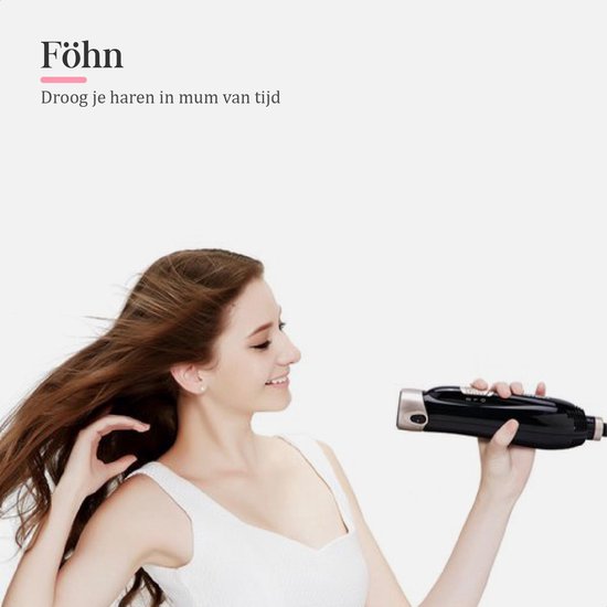 Fineza - Haartrocknerbürste - Haarbürste - Haartrockner - 4-in-1-Set - Haartrocknerbürste - Rundbürste - Lockenbürste - Stylingbürste - 4 Aufsätze - Schwarz