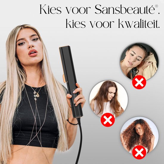 Sansbeauté® - Sanstraight Straightener - Wet-to-Dry - 2 in 1 - Haartrockner & Glätteisen - Coldshot - 80℃ bis 140℃ - Alternativer Dampfglätter