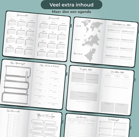 Systemyze Agenda 2025 Erwachsene - Planer - Journal - Organizer - Stickerblätter inklusive - A5 Format - Blaugrau