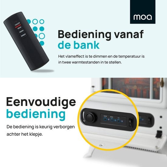 MOA Elektrokamin - Atmosphäre Kamin Classic - Heizung - Ofen - Freistehend - Weiß - ES180W