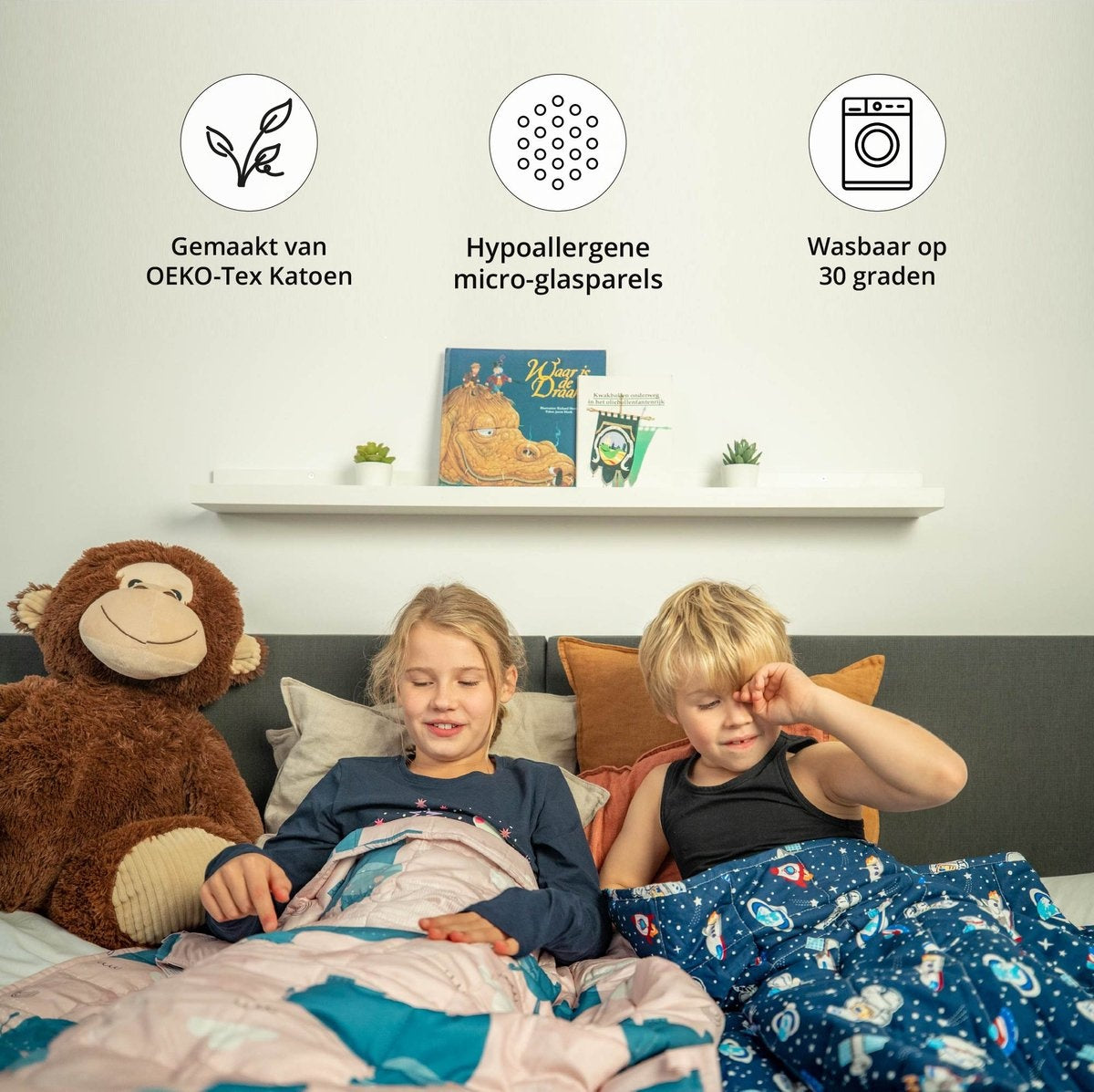Ella - Gewichtsdecke - für Kinder - Nilpferd Muster - 3.2kg - 100 x 150cm - OEKO-TEX Baumwolle - Rosa