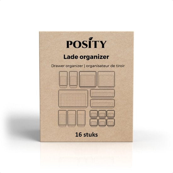 Posity Drawer Organizer - 16 Stück - Organizerschalen - Schubladenschalen - Aufbewahrungsschalen - Make-up-Organizer - Für Küche, Bad & Büro - Kunststoff - Transparent