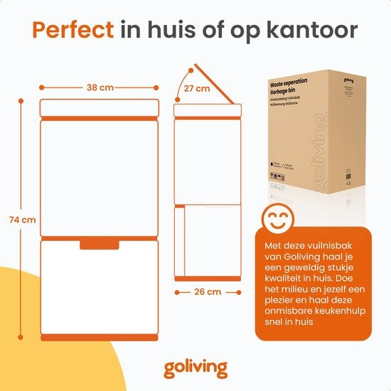 Goliving Automatic Sensor Trashcan 64 Liter - Küchenabfalleimer - Abfallbehälter Abfalltrennung - Freihändiger Sensor - Feuchtigkeitsbeständig - Schließender Rand - Langlebiger Edelstahl - 40L + 2x12L + 8L - Schwarz