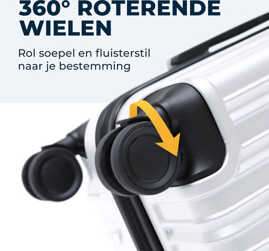 Pathsail - Handgepäck Koffer - PC - Leicht - Inkl. TSA-Schloss & Spinner-Räder - Weiß