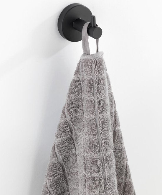 WENKO Handtuchhaken Bosio aus Edelstahl, schwarz matt – Handtuchhaken – Handtuchhalter – Wandhaken
