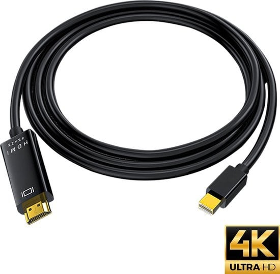 Garpex® Mini DisplayPort zu HDMI Kabel - Mini DP zu HDMI Kabel - HDMI Kabel - 4K 30Hz Ultra HD - Schwarz - 1.8 Meter