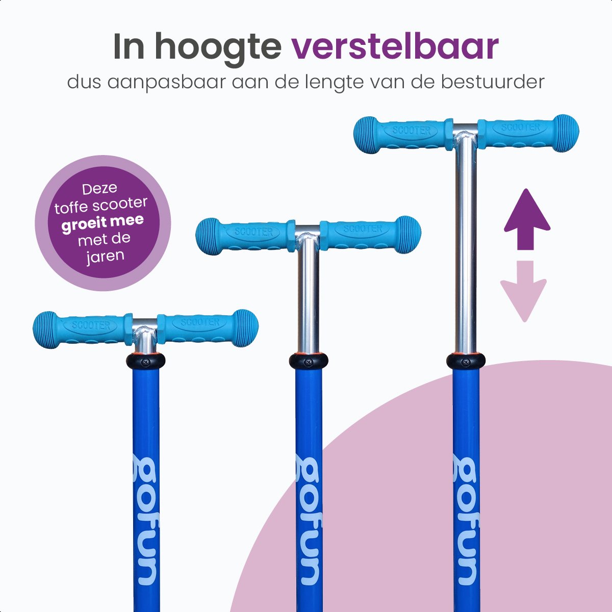GoFun Kids Scooter - Leuchtende Räder - Zusammenklappbar - Verstellbarer Lenker - 85 x 58 x 23 cm - Blau