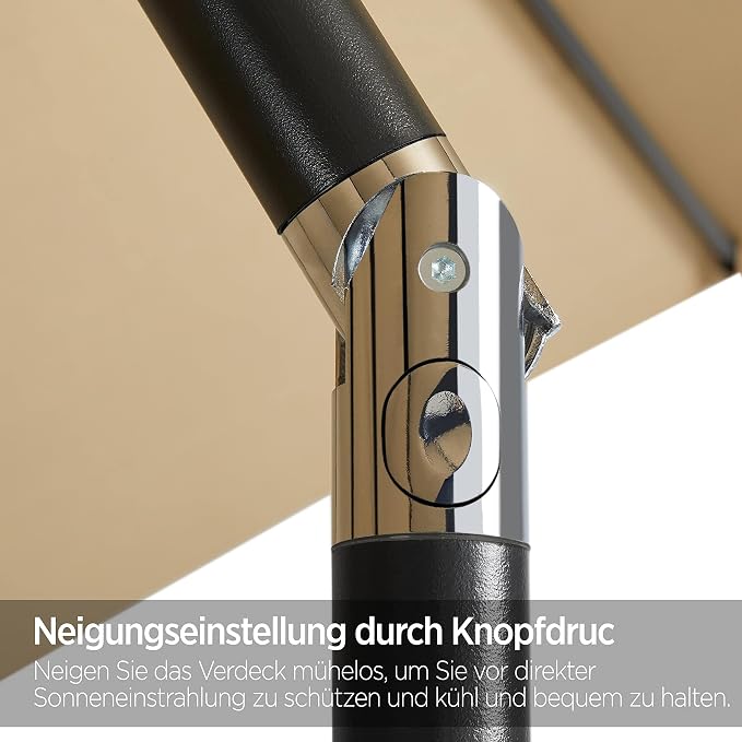 Yaheetech Sonnenschirm Ø 230 cm – Wasserabweisend – Neigbarer Gartenschirm mit Schwenkmechanismus