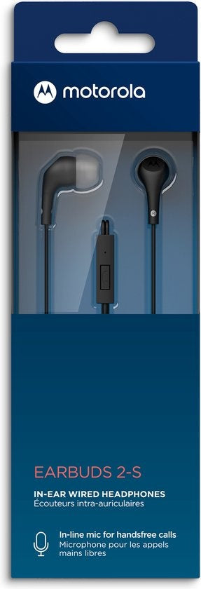 Motorola Sound In-Ear Earbuds - 2-S - Schwarz - Geräuschisolierung - Bequeme und leichte Passform - Ohrhörer mit Kabel - Inline-Mikrofon - Freisprechfunktion