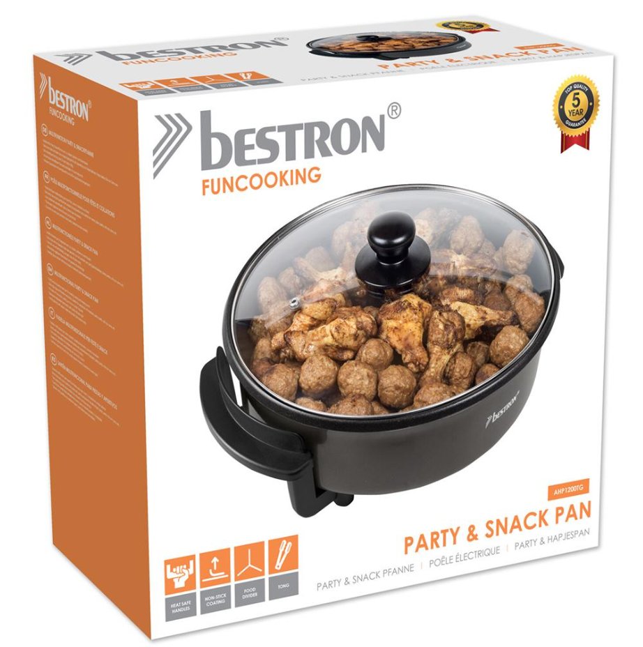 Bestron Multifunktionspfanne AHP1200TG – Ø 30 cm – Antihaftbeschichtung – Einstellbarer Thermostat