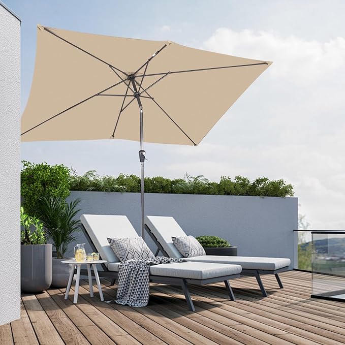 Angel Living Rechteckiger Sonnenschirm – 200 x 300 cm – Neigbar – Beige