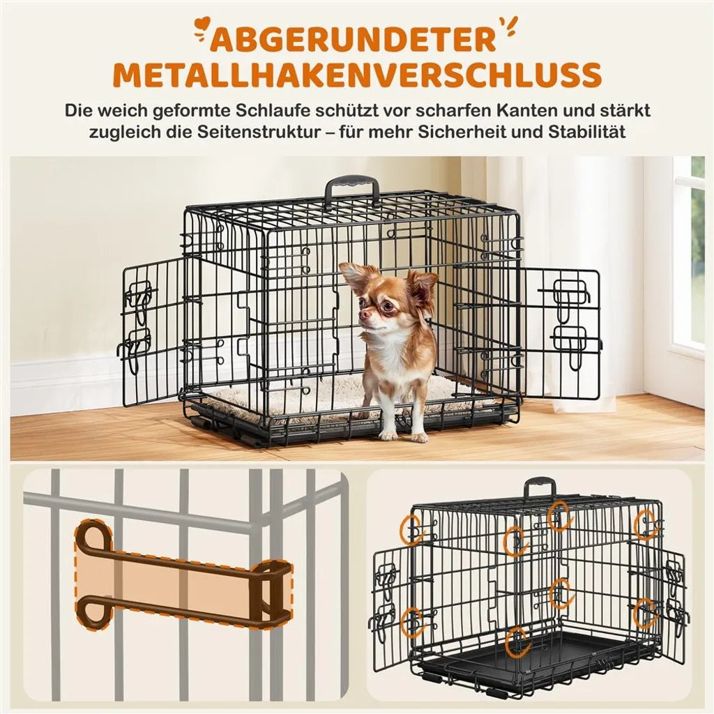 Yaheetech Hundebank - klappbar - 61,5x41,5x47 cm - Transportbank - untere Schublade - Trennwand - Schwarz