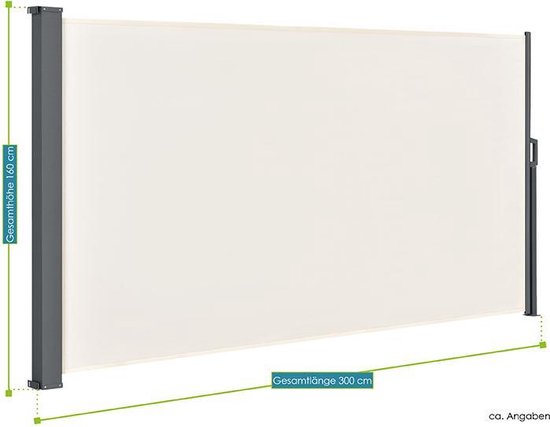 Juskys Windschutz / Sonnenschirm Dubai - 300 x 180 cm - Beige