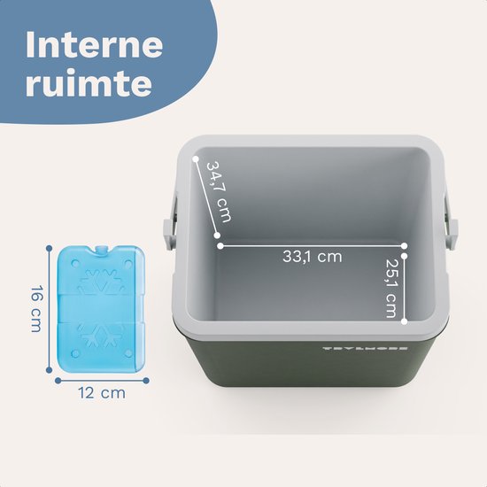 TRVLMORE Cool Box 26L - Kühlbox - Inklusive 2 Kühlelemente - Grün