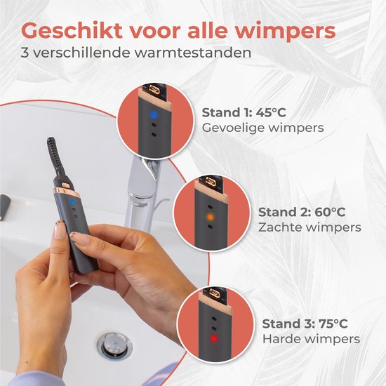 Nuvance - Elektrische Wimpernzange - Wimpernzange - Beheizte Wimpernzange - Wimpernlifting - 3 Temperatureinstellungen - USB wiederaufladbar