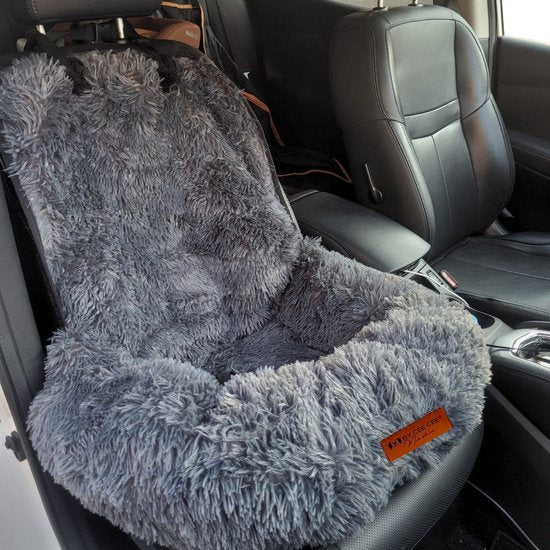 By Cee Cee Autositz Hund Deluxe - Hundekorb Auto mit Sicherheitsgurt - Autokorb Hund - Hundesitz - Autositz - Dunkelgrau - Beifahrersitz