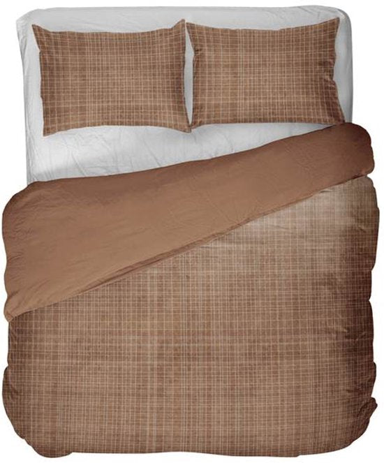 Kayori Sunai Bettbezug Baumwolle Satin - 240x200-220 + 2 Kissenbezüge - Lits-jumeaux - Weich, atmungsaktiv & feuchtigkeitsregulierend - Karamell