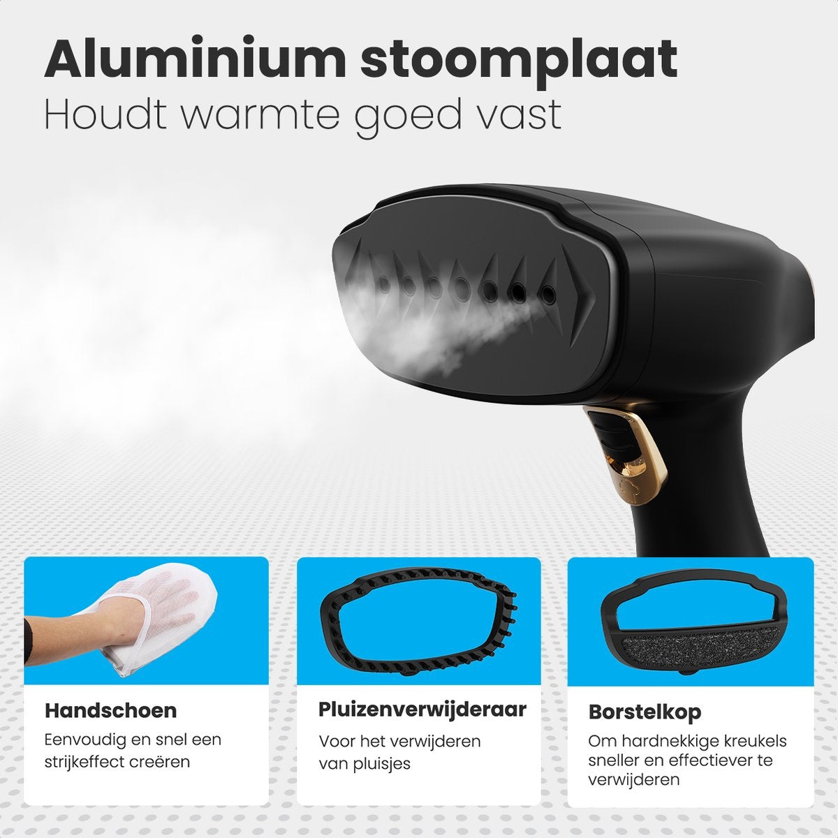 Auronic - Handdampfreiniger - für Kleidung und Möbel - entfernt 99% der Bakterien - 300ml - Schwarz