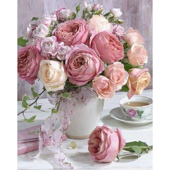Happy Painter Diamond Painting – Rosen-Tischgesteck – 30 x 40 cm – Komplettset