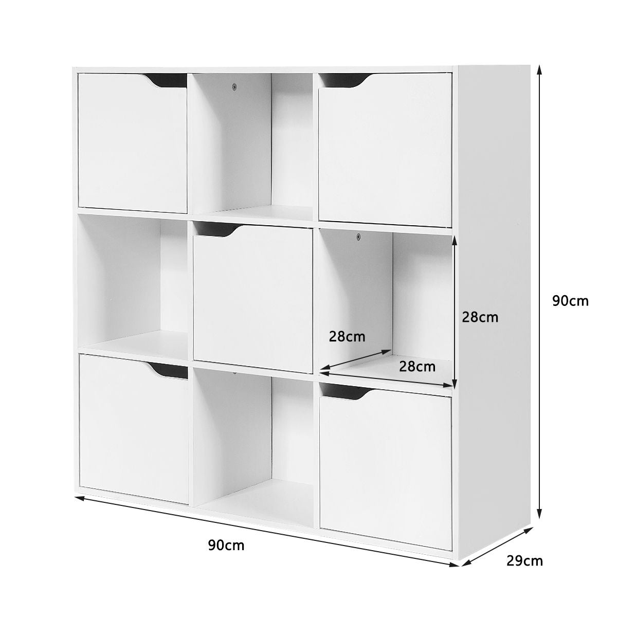 Coast Regal mit 9 Fächern und Türen - Holz - 90 x 29 x 90 cm - Weiß