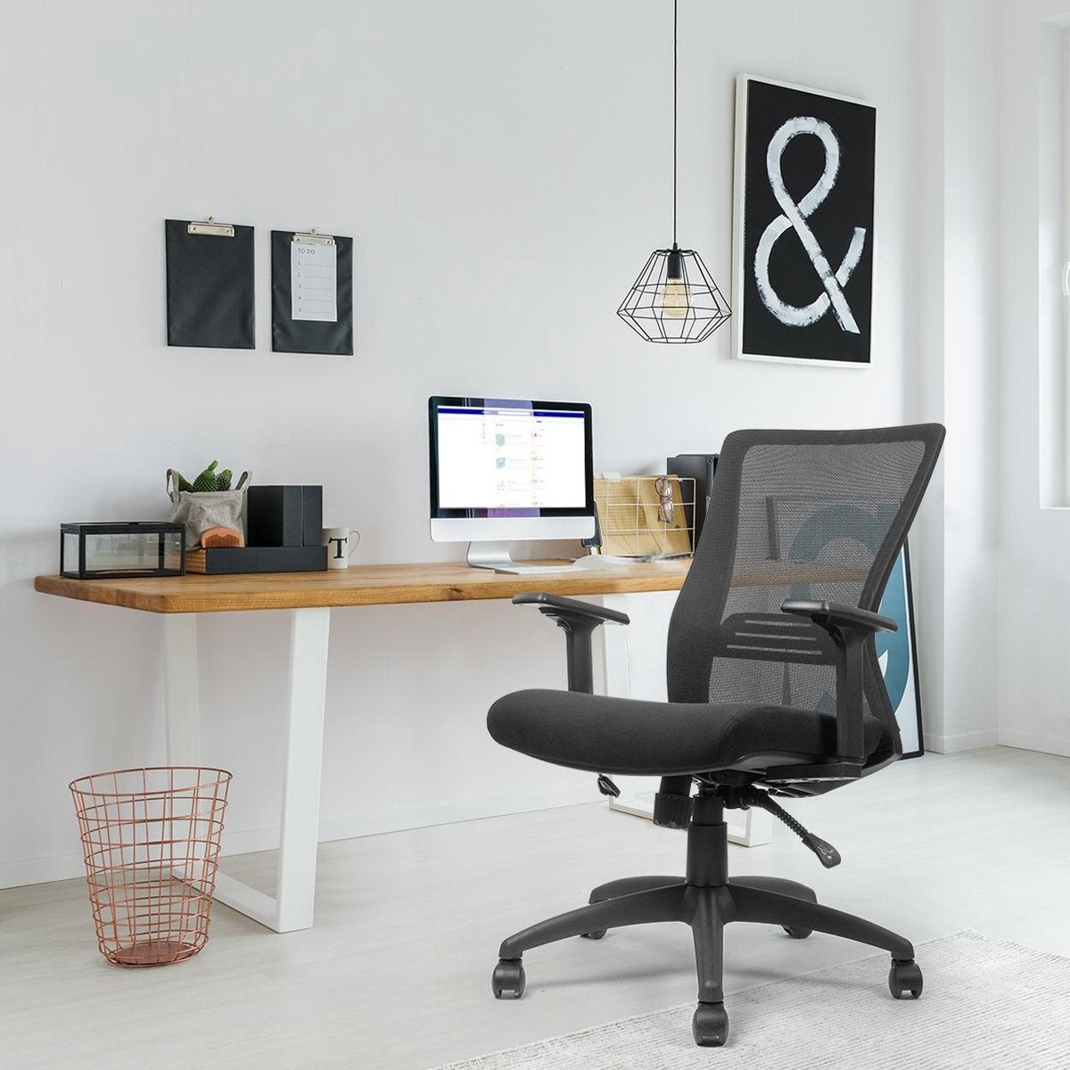 LifeGoods Ergonomischer Bürostuhl - Schreibtischstuhl - Verstellbar - Erwachsene - Schwarz