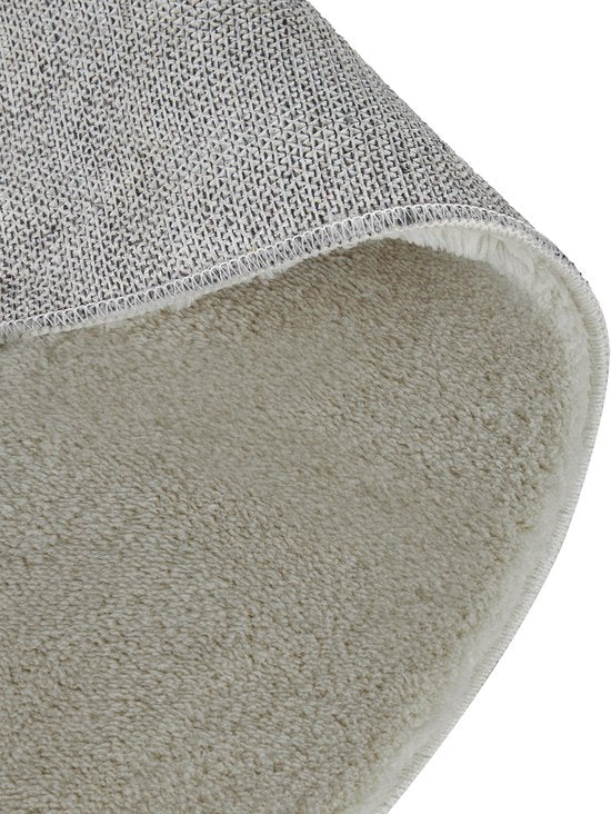 tectake® Kurzflorteppich - Rund - Ø120 cm - Sand - Teppich für Wohnzimmer, Schlafzimmer, Esszimmer - Pflegeleicht und waschbar - Anti-Rutsch-Unterlage - Allergikerfreundlich - Verschiedene Größen und Farben