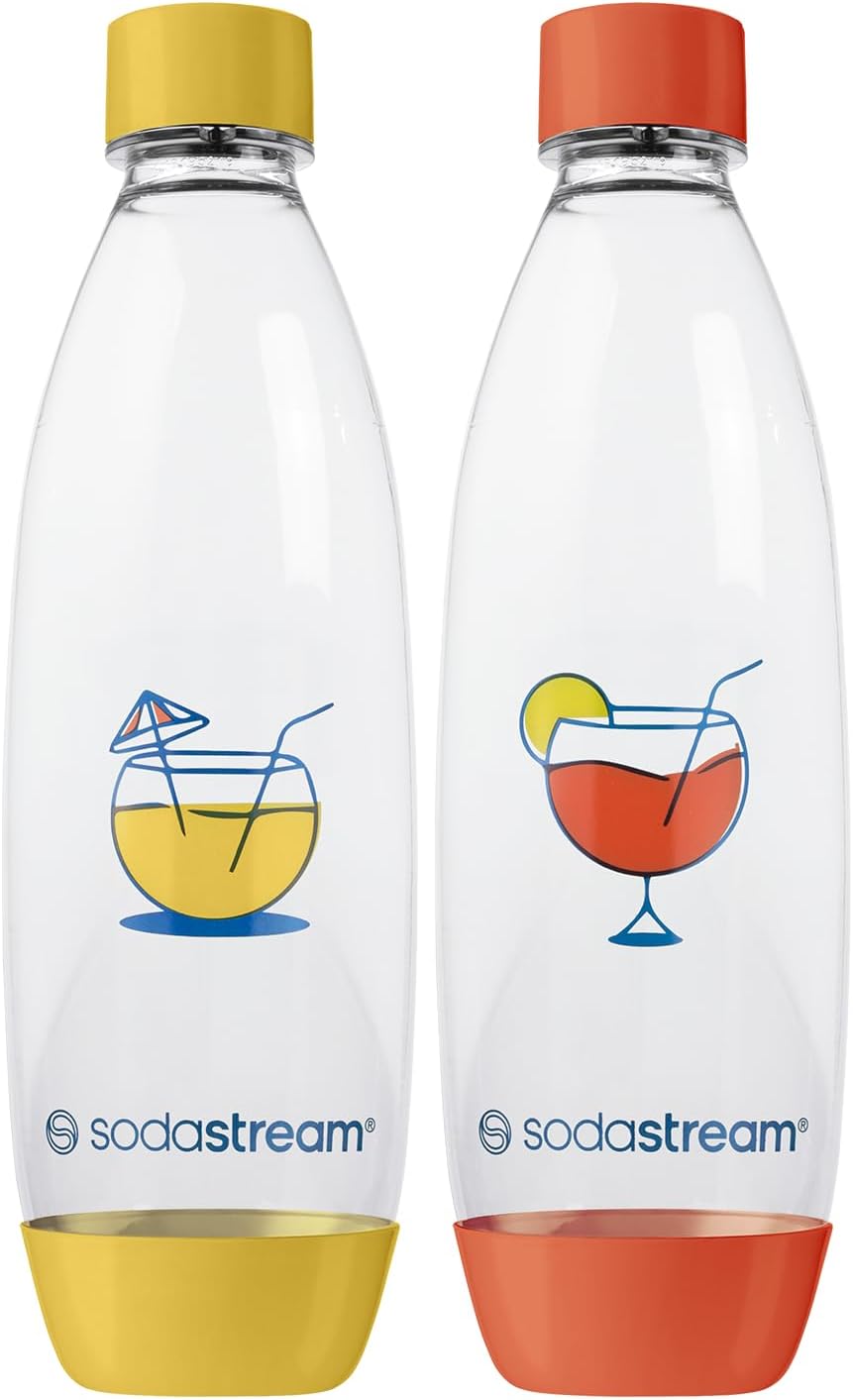 Sodastream Fuse Sprudelwasserflaschen – 2er-Set – 1 Liter pro Flasche – Bunt – Spülmaschinenfest