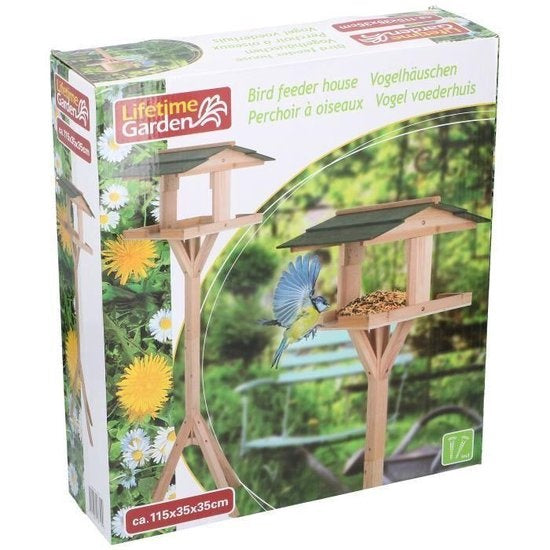 Lifetime Garden - Vogelhaus auf Stange - 115 x 35 x 35 CM - Schützt Vogelfutter vor Sonne und Regen - für Garten und Balkon