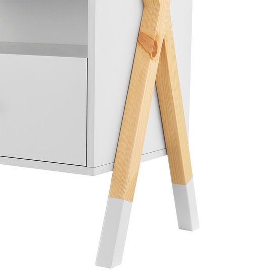 Nachttisch aus Holz / Kinder-Nachttisch Jamie - Weiß / Holzfarbe - 1 Schublade