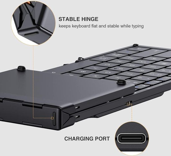 ProtoArc Foldable Keyboard - Full-Size Wireless Keyboard - Reisetastatur Portable - Bluetooth Tastaturen - Laptop IOS Android Windows Tablet iPad Smartphone PC Computer - Schwarz