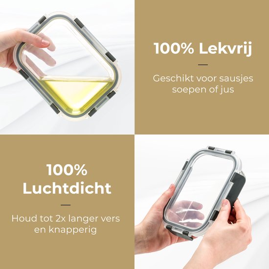 Stosh Meal Prep Schalen - Frische Schalen - Gefrierschalen - 10 Stück - 5x1050ML & 5x350ML - BPA frei - Glas