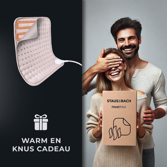 STAUS&BACH HeatMat - Elektrisches Heizkissen (100W) mit 6 Heizstufen und Timer (30, 60 und 90 Minuten) - Waschbar - 30 x 40 cm großes Vlies-Heizkissen - Heizkissen für Nacken, Schulter, Rücken, Bauch (Perioden) und Füße - Dusty Pink